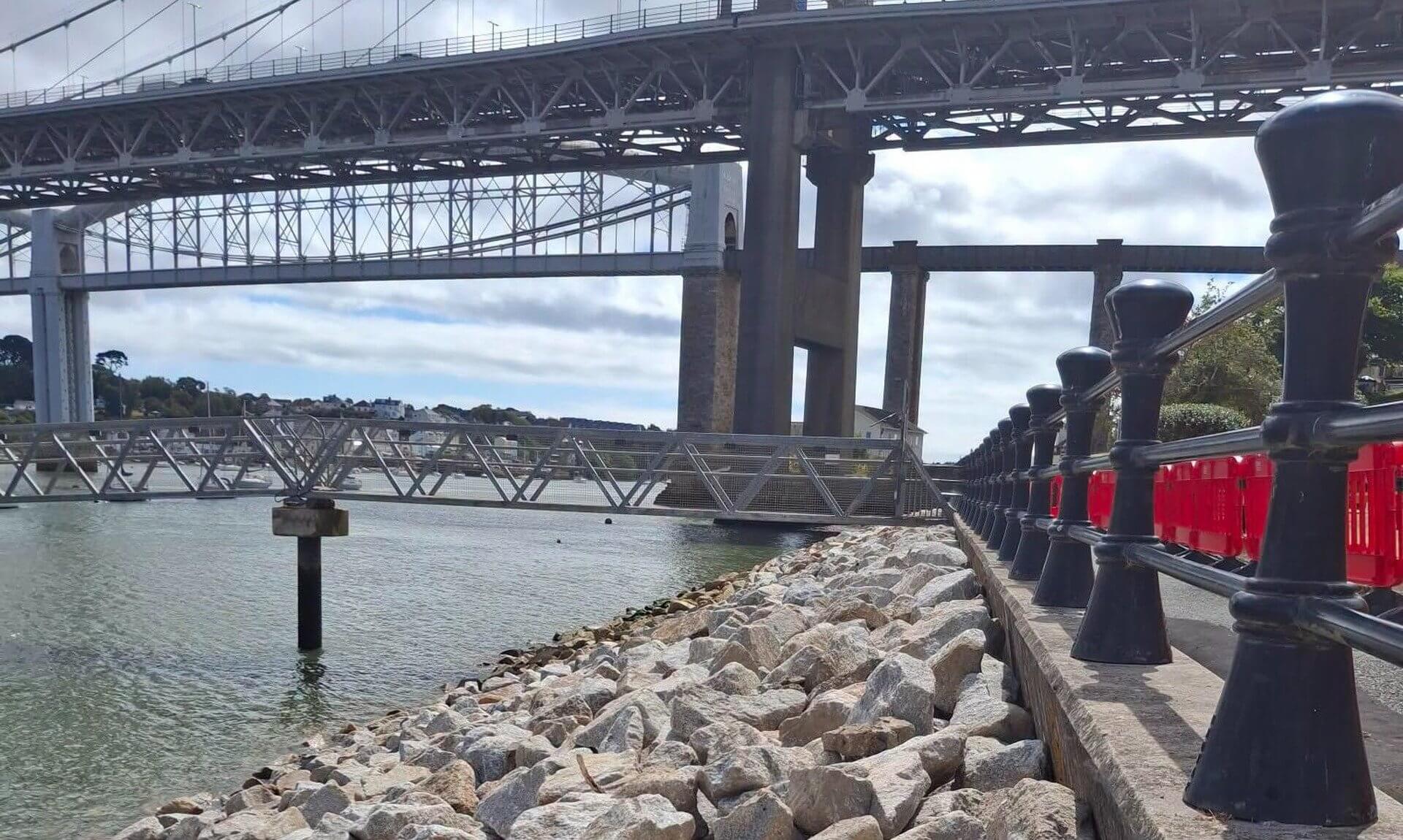 New rock armour beneath the bridges at Jubilee Green, Saltash