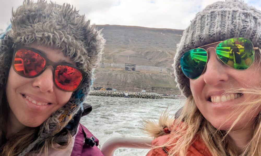 Two sisters on a boat in Svalbard