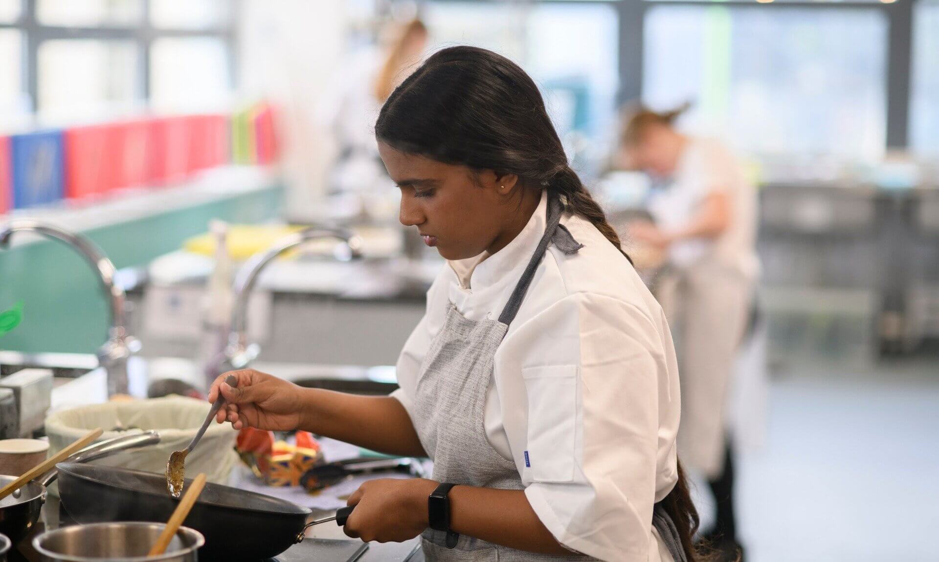 Hesali Galuge cooking at the South West Junior Chef of the Year final