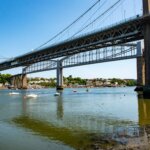 The Tamar Bridge and Royal Albert Bridge over the River Tamar at Saltash