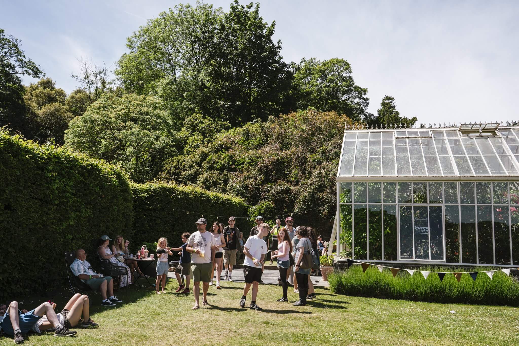 Gardens and glasshouse at Scorrier Estate