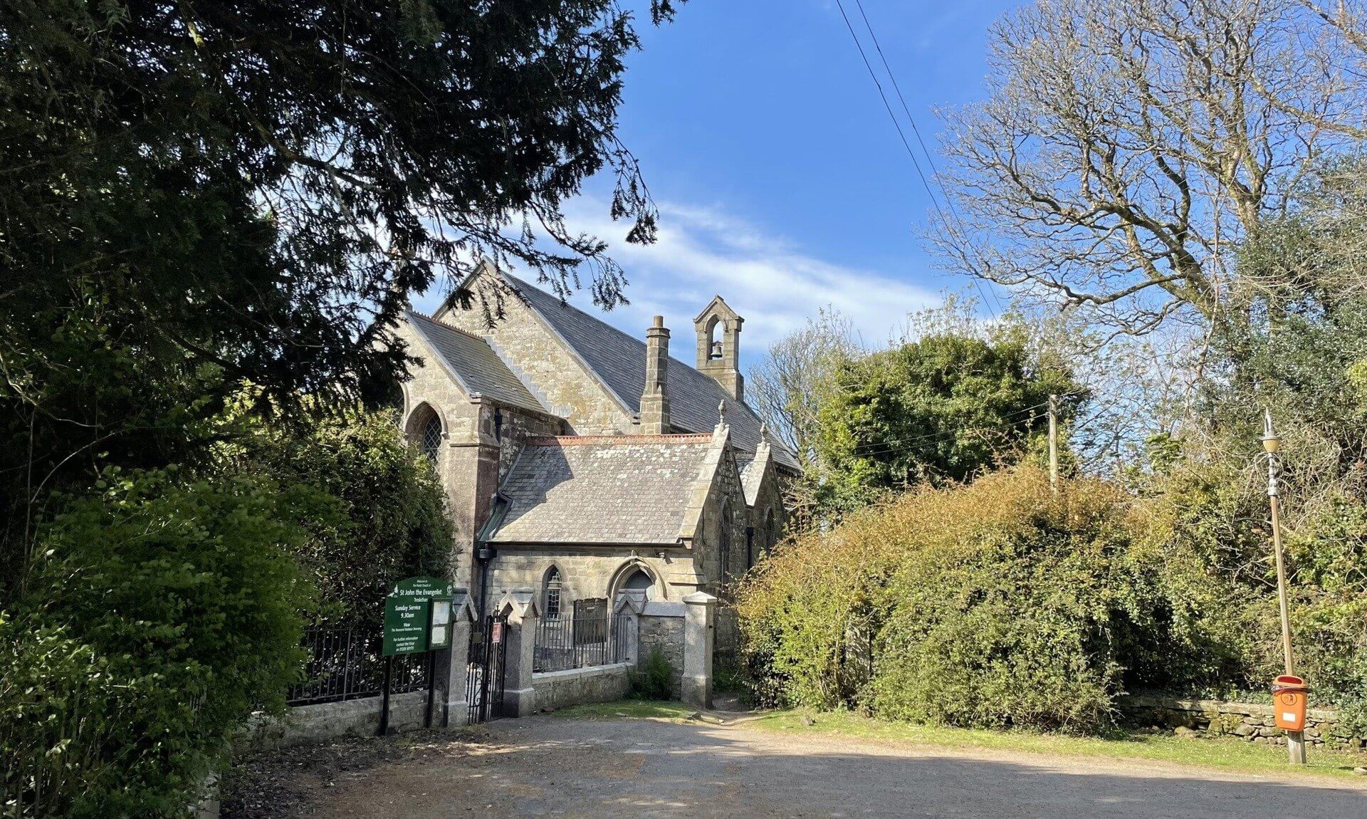 St John the Evangelist Church in Treslothan, near Troon, surrounded by trees