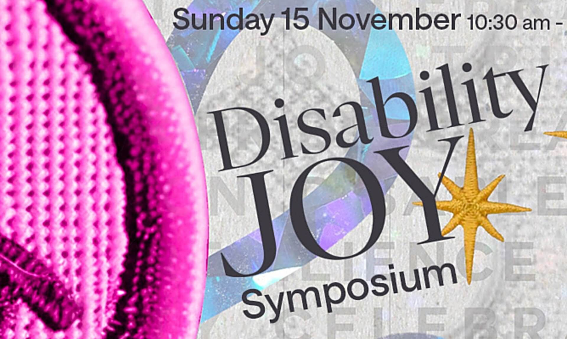Disability Joy Symposium event banner with embroidered stars