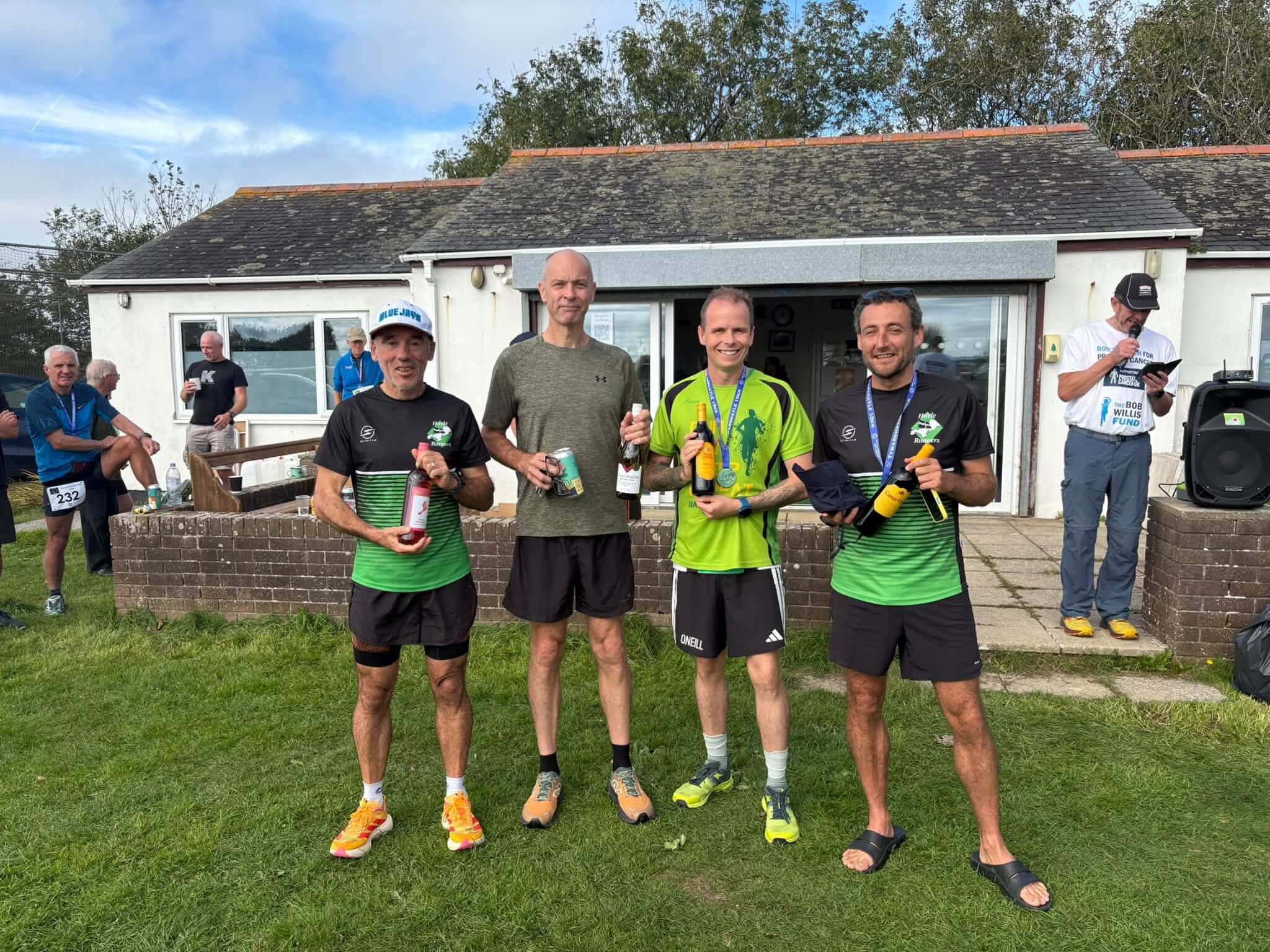 Hayle Runners men's team with their prizes after the Tywarnhayle 10K