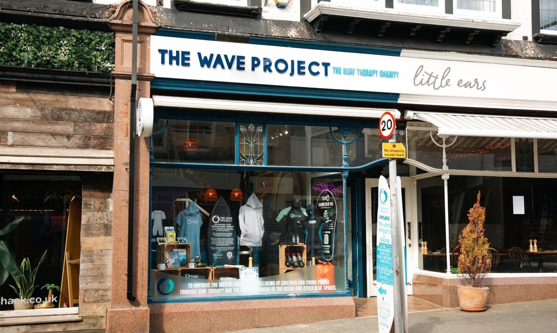 The Wave Project charity shop front in Newquay