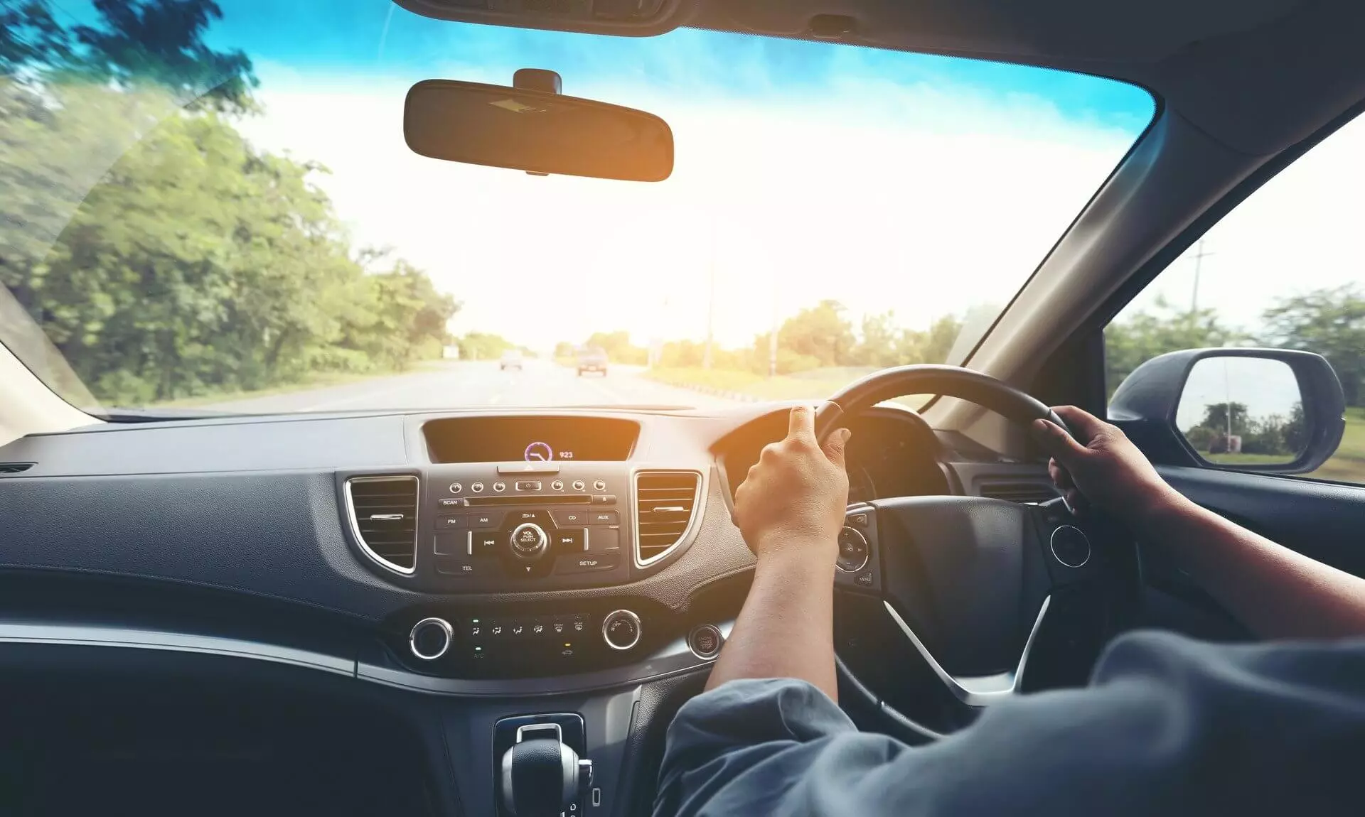 View from the driver's seat of a car on a dual carriageway