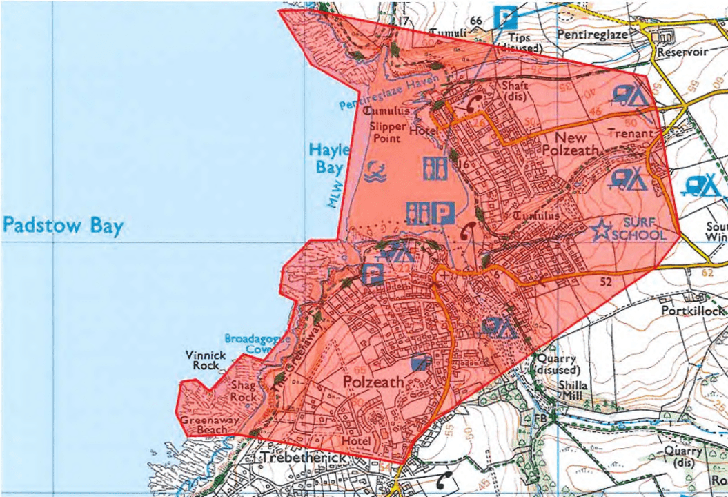 A dispersal order area map supplied by Devon & Cornwall Police.