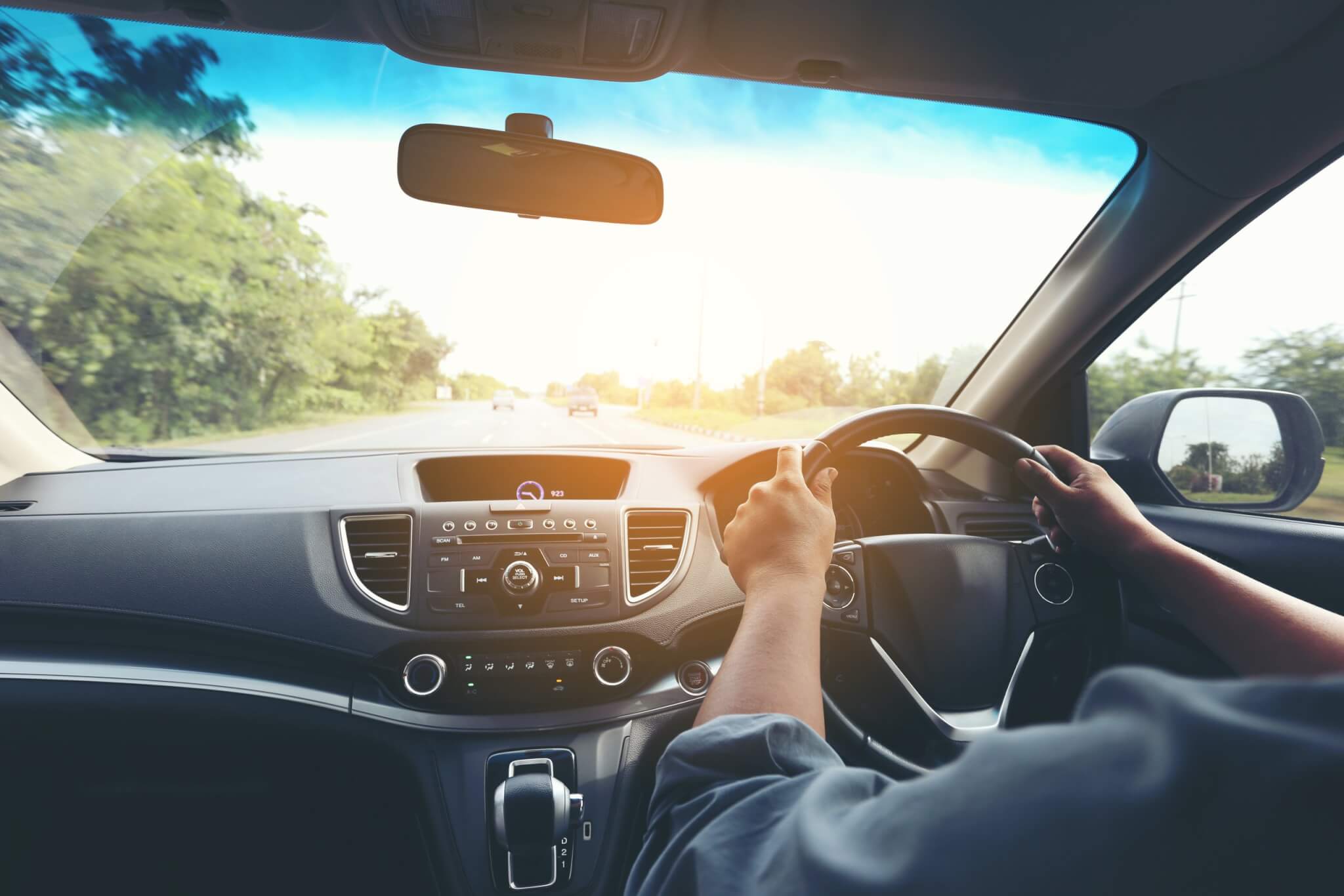 View from the driver's seat of a car on a dual carriageway
