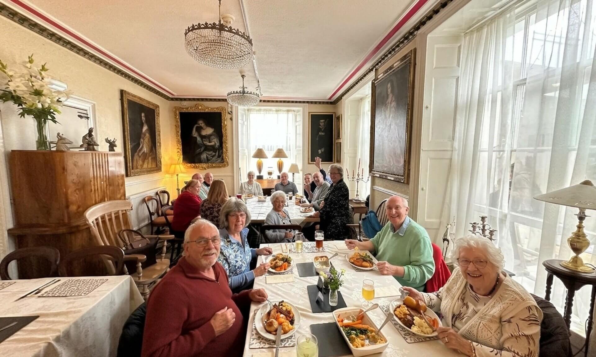 Members of the West Cornwall Oddfellows Sunday Lunch Group enjoying a roast at the White Hart Hotel in Hayle