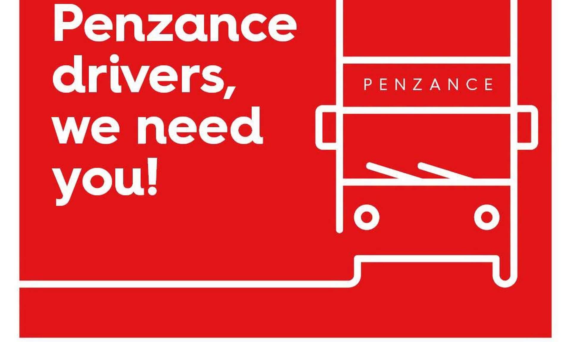 Go Cornwall Bus recruitment graphic: Penzance drivers, we need you