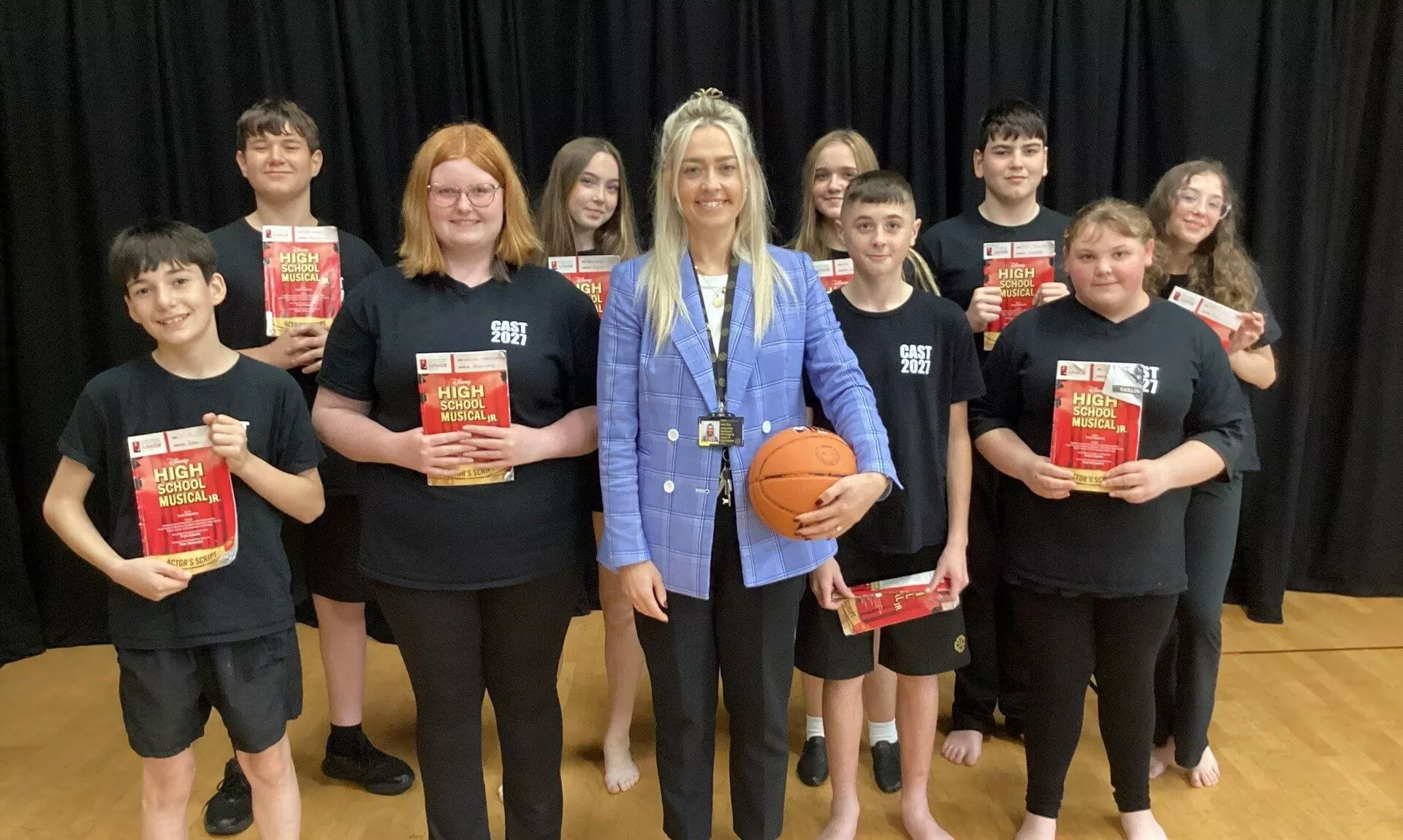 Lydia Day with members of the High School Musical Jr. cast at Pool Academy