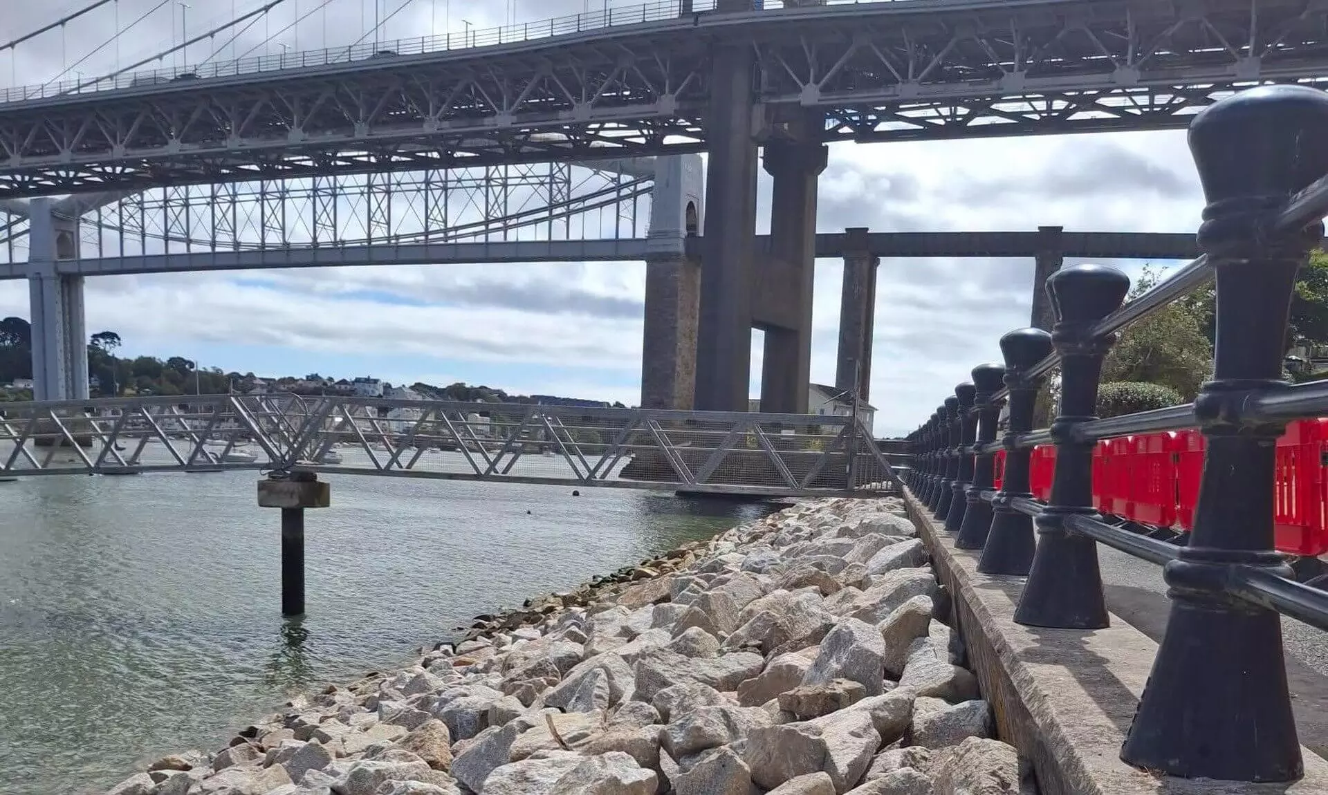 New rock armour beneath the bridges at Jubilee Green, Saltash