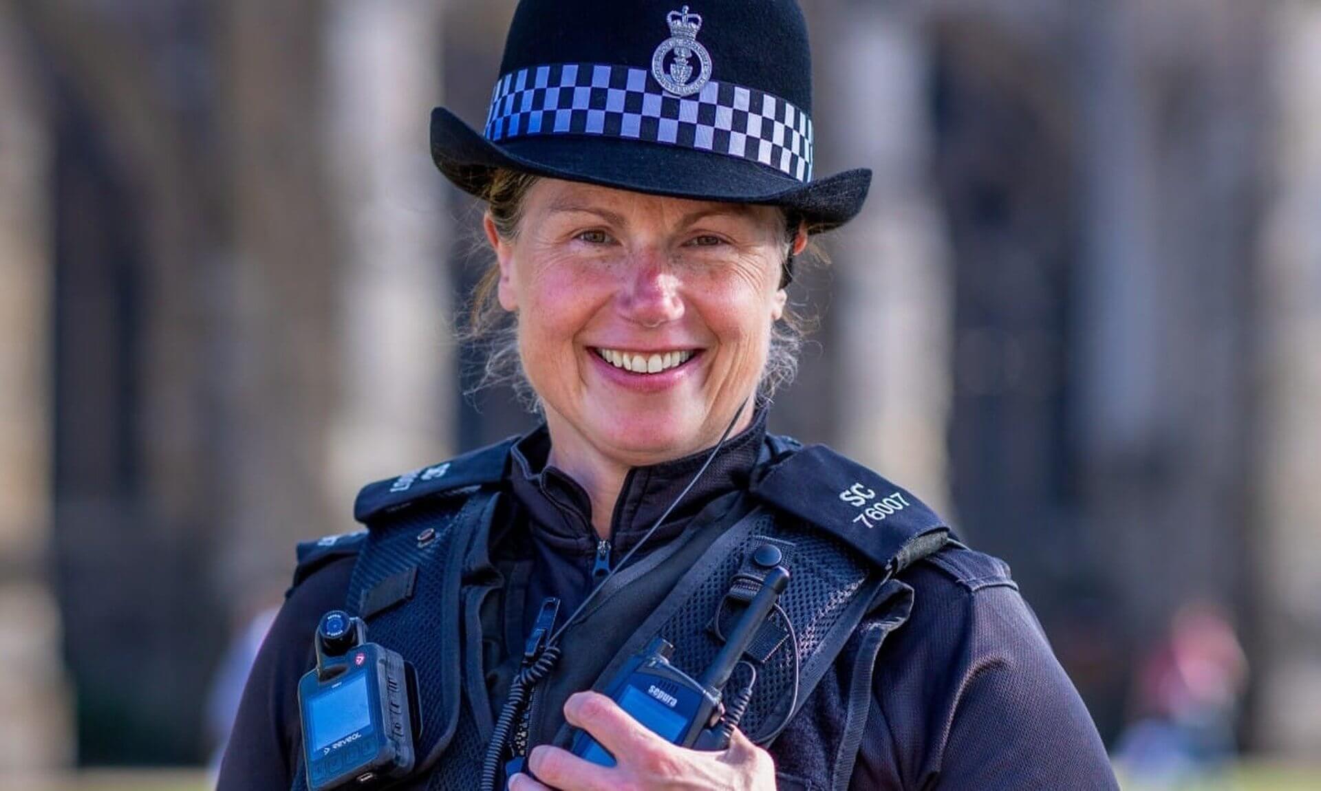 A smiling Special Constable on patrol